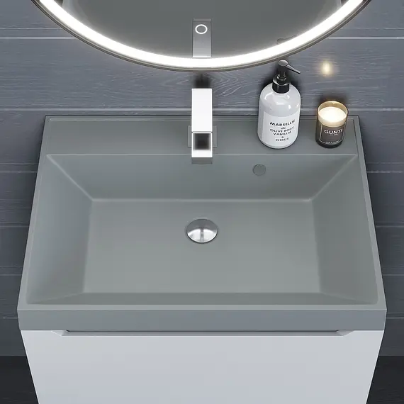 Раковина для ванной  Uperwood Classic Quartz, кварцевая, серая матовая, платина