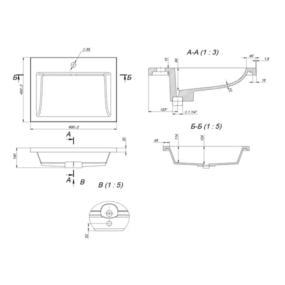 Раковина для ванной Uperwood Infinity, белая глянцевая