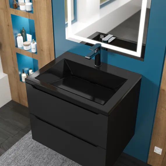 Раковина для ванной  Uperwood Olivia, с щелевым сливом, черная глянцевая