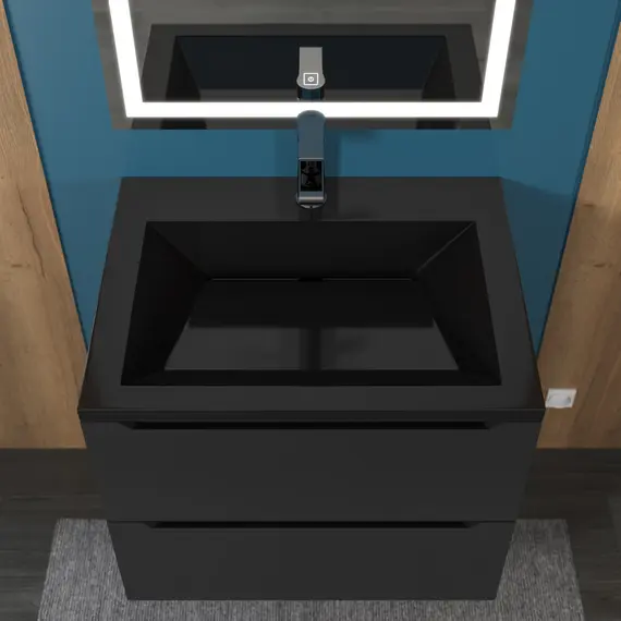 Раковина для ванной  Uperwood Olivia, с щелевым сливом, черная глянцевая