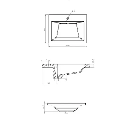 Раковина для ванной  Uperwood Olivia, с щелевым сливом, черная глянцевая