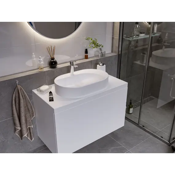 Раковина накладная для ванной Uperwood Luna 60х36х11,5 см, овальная, белая глянцевая