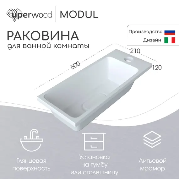 Раковина для ванной Uperwood Modul  белая глянцевая