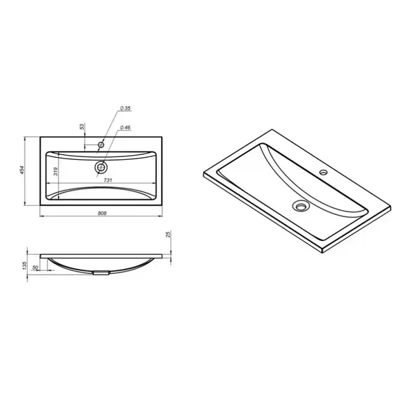 Раковина для ванной Uperwood Self  черная глянцевая