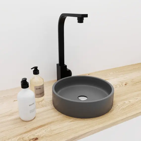 Раковина накладная бетонная Uperwood Round 34х34х9 см, круглая, графит