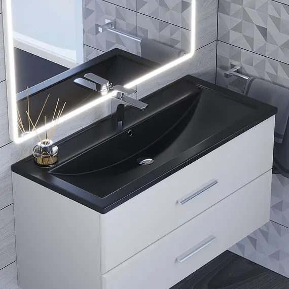 Раковина для ванной кварцевая Uperwood Foster Quartz черная матовая (уголь)