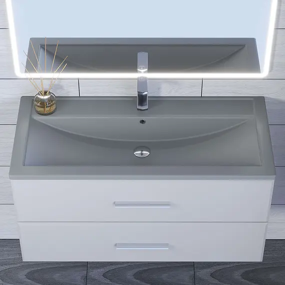 Раковина для ванной кварцевая Uperwood Foster Quartz  серая матовая (бетон)