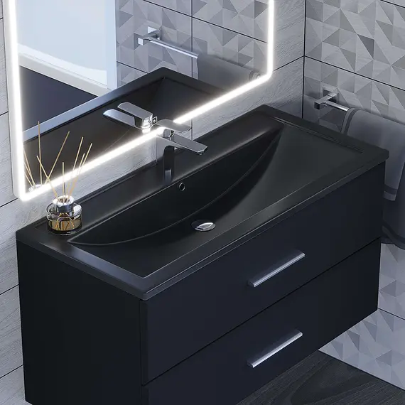 Раковина для ванной кварцевая Uperwood Foster Quartz  черная матовая (космос)