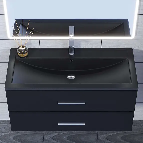 Раковина для ванной кварцевая Uperwood Foster Quartz  черная матовая (космос)