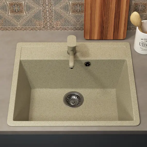 Кухонная мойка из искусственного камня Uperwood ECON UPD-104-002, прямоугольная,бежевая матовая