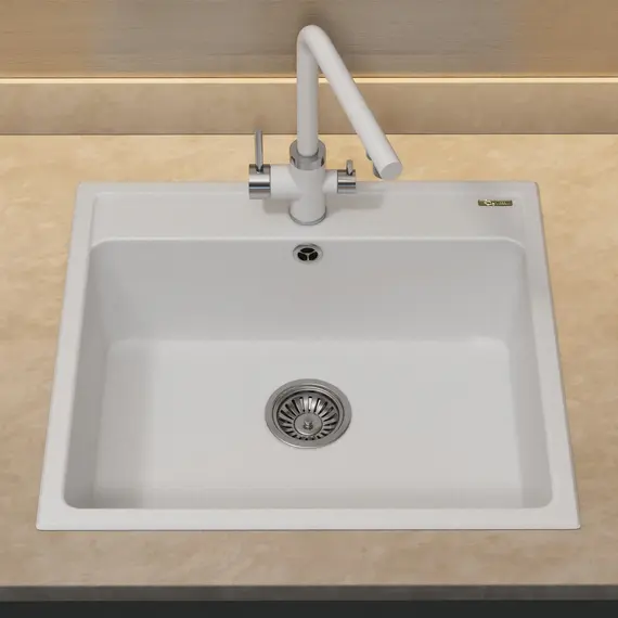 Кухонная мойка из искусственного камня Uperwood UPD-104, прямоугольная, цвет туман