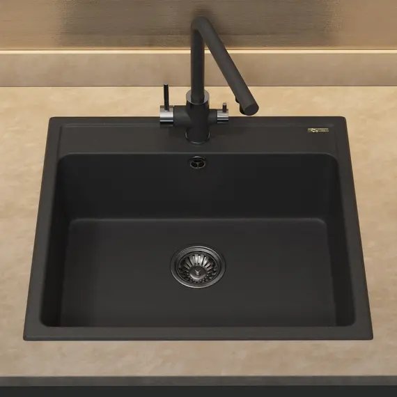 Кухонная мойка из искусственного камня Uperwood UPD-104, прямоугольная, цвет уголь