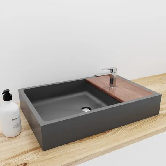 Раковина накладная бетонная Uperwood Piter 60х40х12 см,  графит