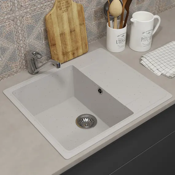 Кухонная мойка из искусственного камня Uperwood ECON UPD-201-001, прямоугольная, белая матовая