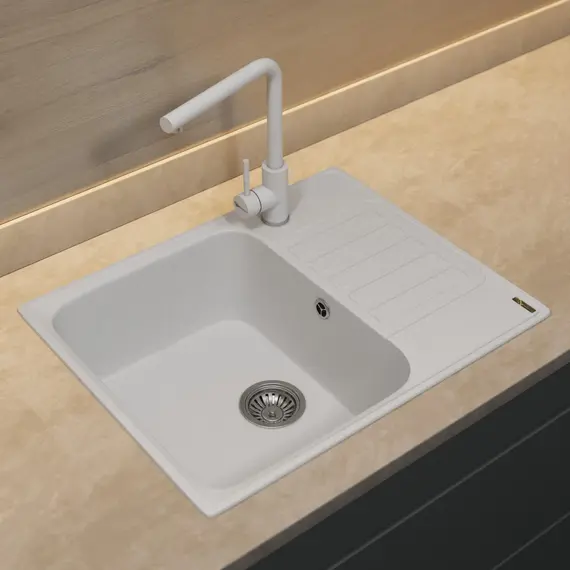 Кухонная мойка из искусственного камня Uperwood UPD-202, прямоугольная, цвет туман