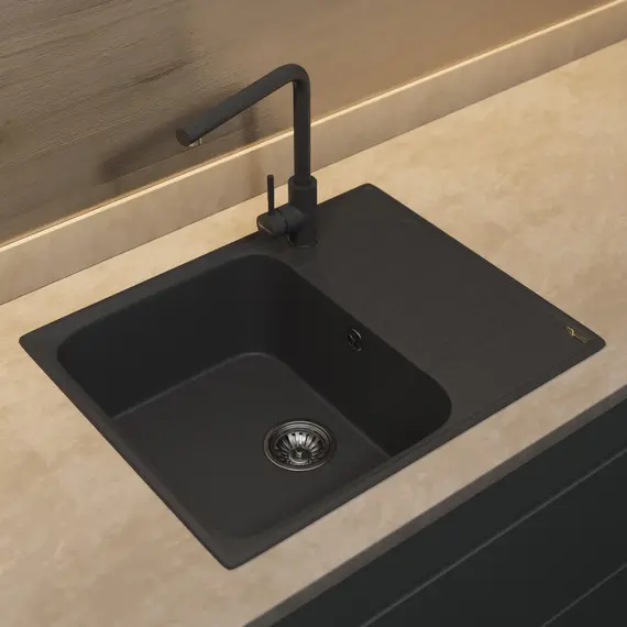 Кухонная мойка из искусственного камня Uperwood UPD-202, прямоугольная, цвет уголь