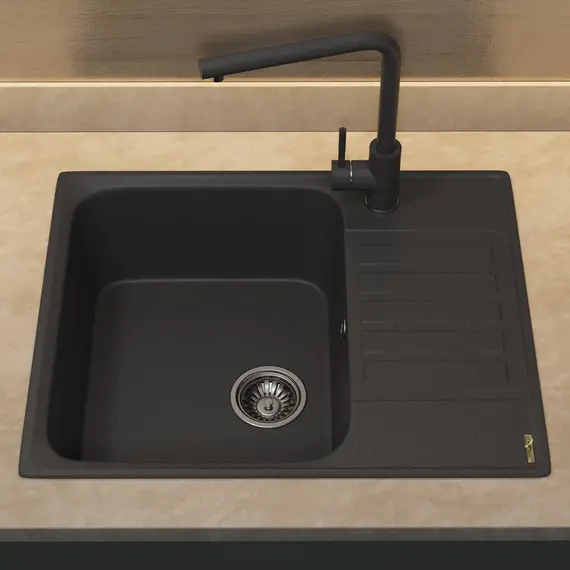 Кухонная мойка из искусственного камня Uperwood UPD-202, прямоугольная, цвет уголь