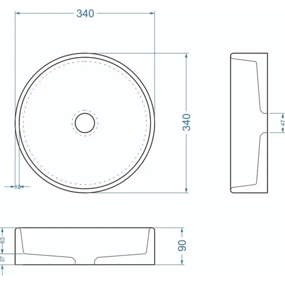Раковина накладная бетонная Uperwood Round 34х34х9 см, круглая, графит