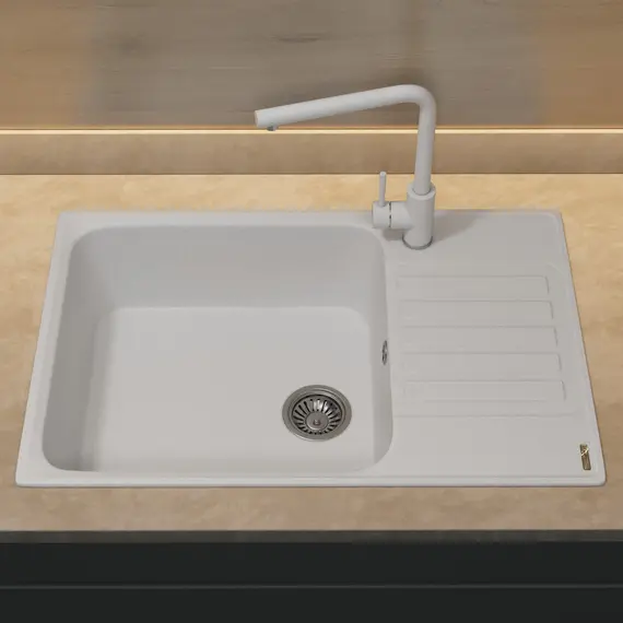 Кухонная мойка из искусственного камня Uperwood UPD-400, прямоугольная, цвет туман