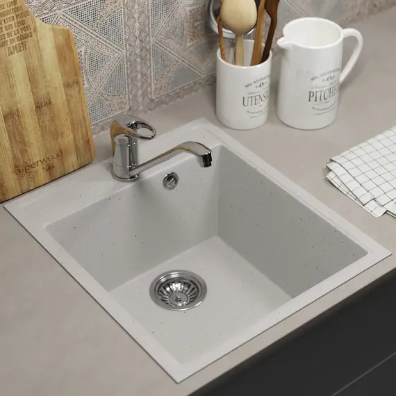 Кухонная мойка из искусственного камня Uperwood ECON UPD-404-001, прямоугольная, белая матовая