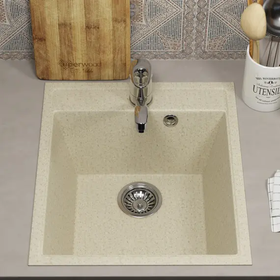 Кухонная мойка из искусственного камня Uperwood ECON UPD-404-002, прямоугольная, бежевая матовая