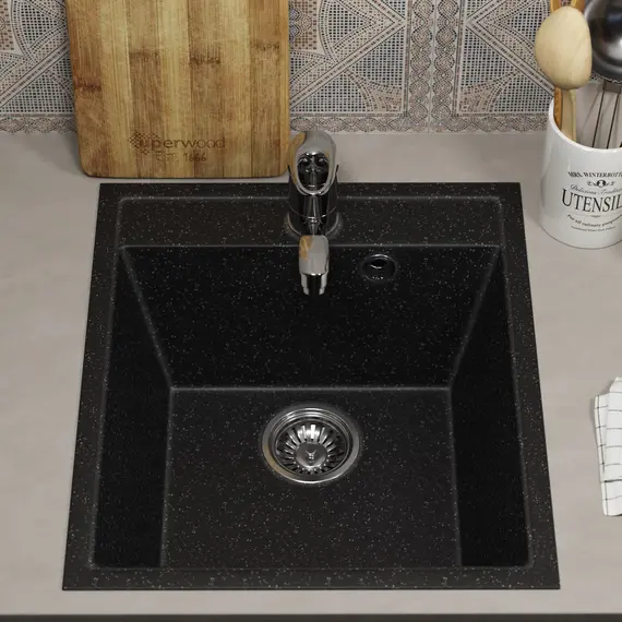 Кухонная мойка из искусственного камня Uperwood ECON UPD-404-004, прямоугольная, черная матовая