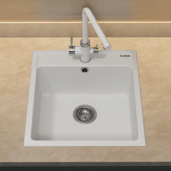 Кухонная мойка из искусственного камня Uperwood UPD-406, 42х48 прямоугольная, цвет туман