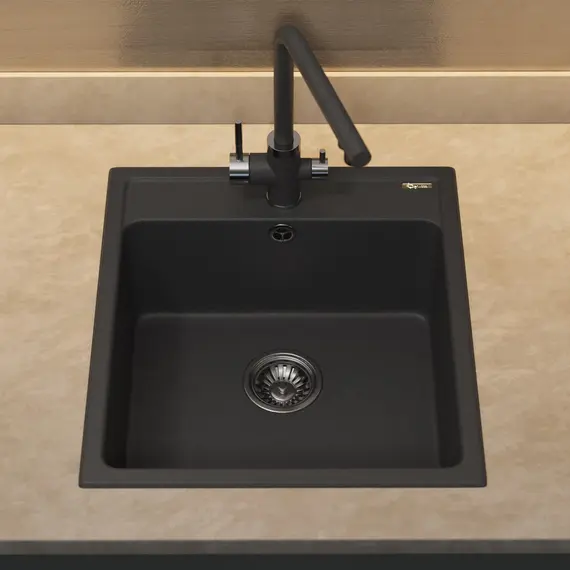 Кухонная мойка из искусственного камня Uperwood UPD-406, 42х48 прямоугольная, цвет уголь