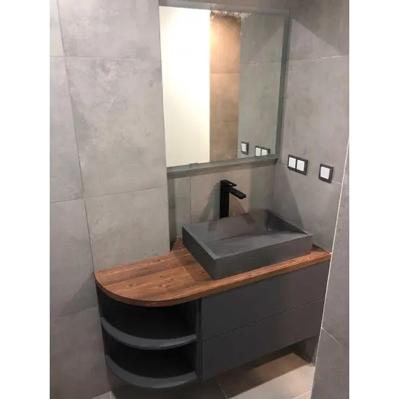 Раковина накладная бетонная Uperwood Mariana 60х40х12 см, прямоугольная, графит