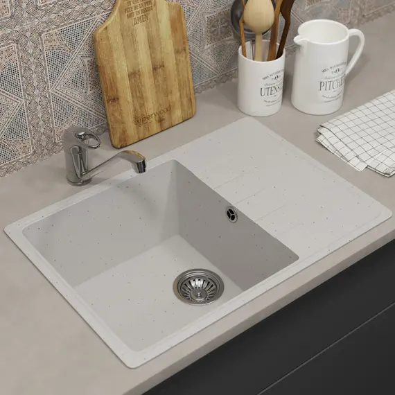 Кухонная мойка из искусственного камня Uperwood ECON UPD-506-001, прямоугольная, белая матовая