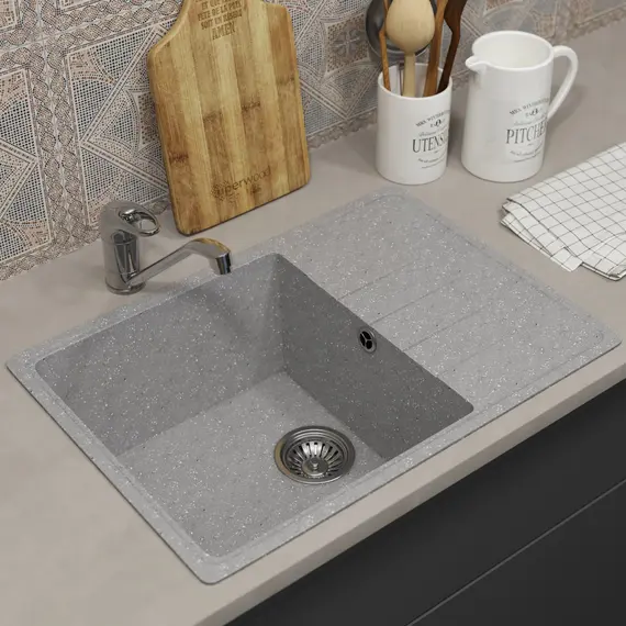 Кухонная мойка из искусственного камня Uperwood ECON UPD-506-003, прямоугольная, серая матовая