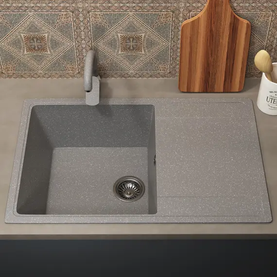 Кухонная мойка из искусственного камня Uperwood ECON UPD-507-003, прямоугольная, серая матовая