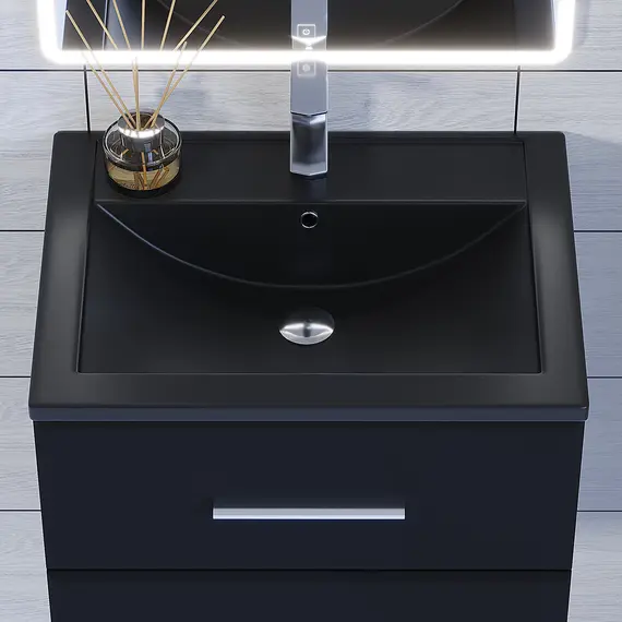 Раковина для ванной кварцевая Uperwood Foster Quartz  черная матовая (космос)