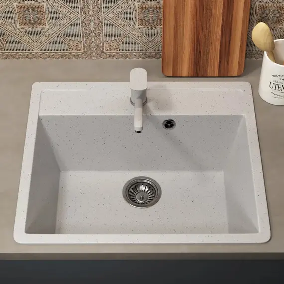 Кухонная мойка из искусственного камня Uperwood ECON UPD-104-001, прямоугольная, белая матовая