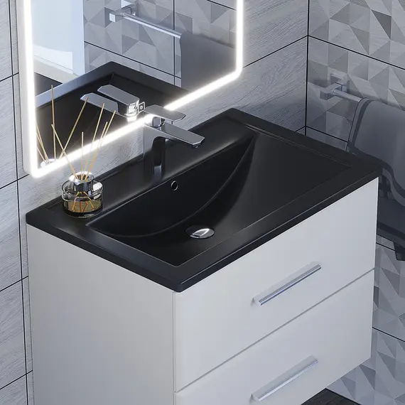 Раковина для ванной кварцевая Uperwood Foster Quartz черная матовая (уголь)