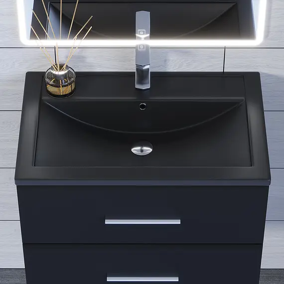 Раковина для ванной кварцевая Uperwood Foster Quartz  черная матовая (космос)