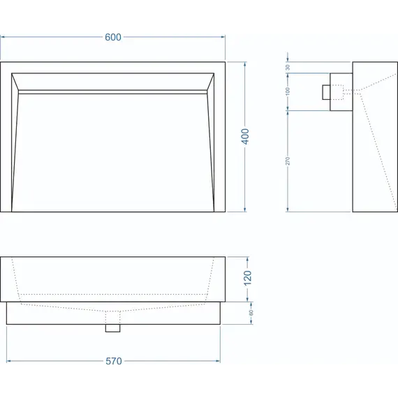 Раковина накладная бетонная Uperwood Mariana 60х40х12 см, прямоугольная, черная