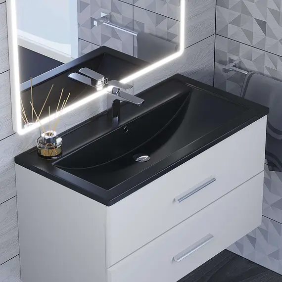 Раковина для ванной кварцевая Uperwood Foster Quartz черная матовая (уголь)