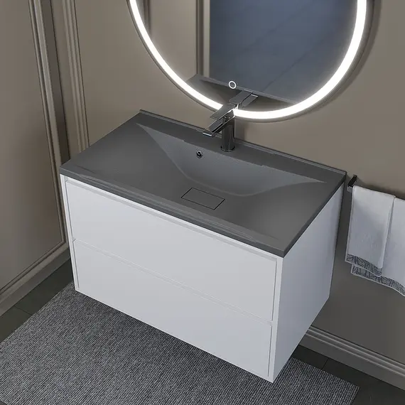 Раковина для ванной кварцевая Uperwood Elen Quartz 80  серая матовая (серый шелк)