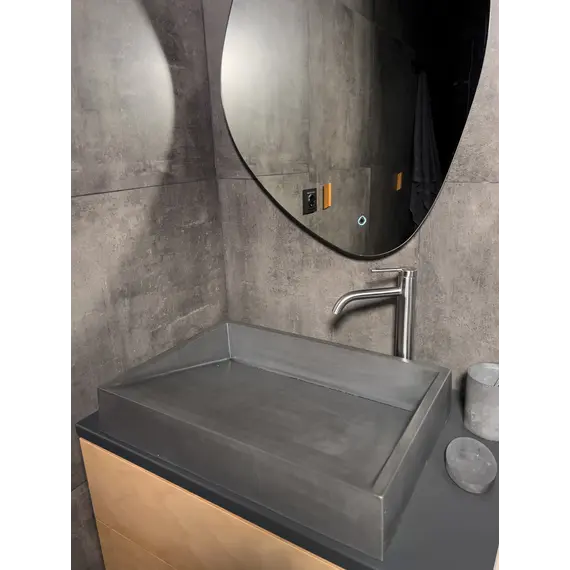 Раковина накладная бетонная Uperwood Mariana 60х40х12 см, прямоугольная, графит