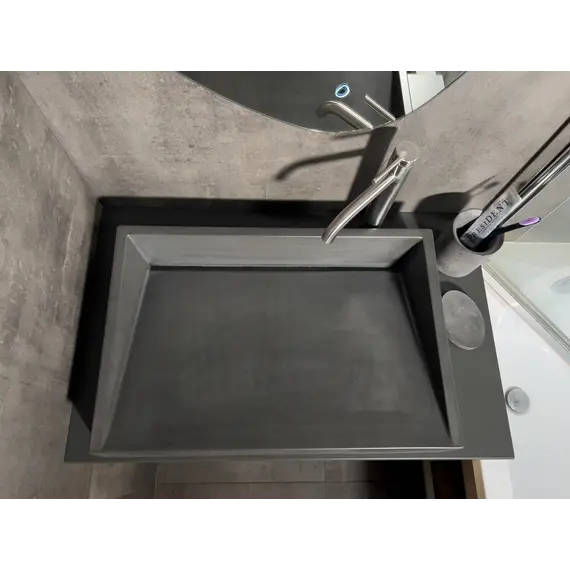 Раковина накладная бетонная Uperwood Mariana 60х40х12 см, прямоугольная, графит