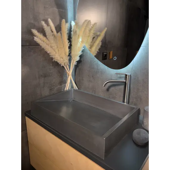 Раковина накладная бетонная Uperwood Mariana 60х40х12 см, прямоугольная, графит