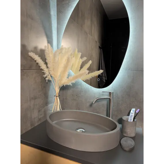 Раковина накладная бетонная Uperwood Rome 55х35х11 см, овальная, графит