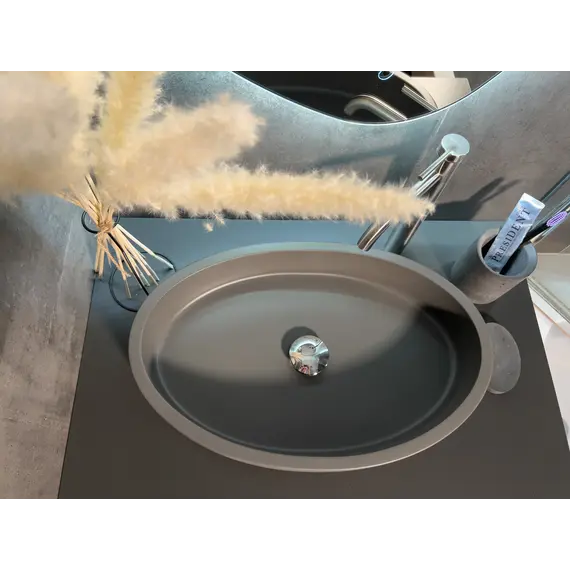 Раковина накладная бетонная Uperwood Rome 55х35х11 см, овальная, графит