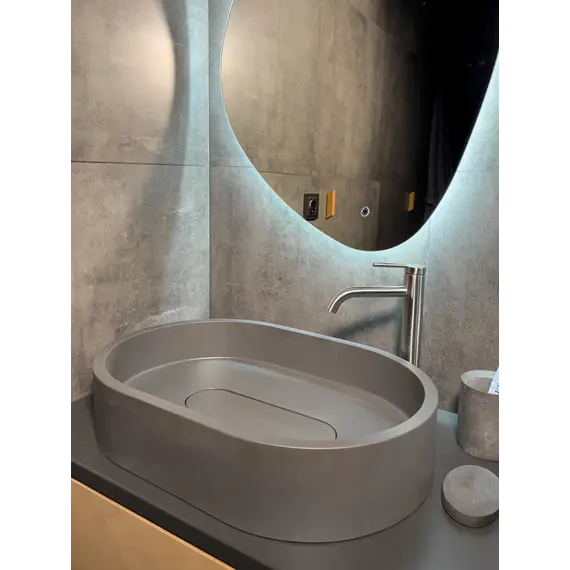 Раковина накладная бетонная Uperwood London 60х40х15 см, овальная, графит