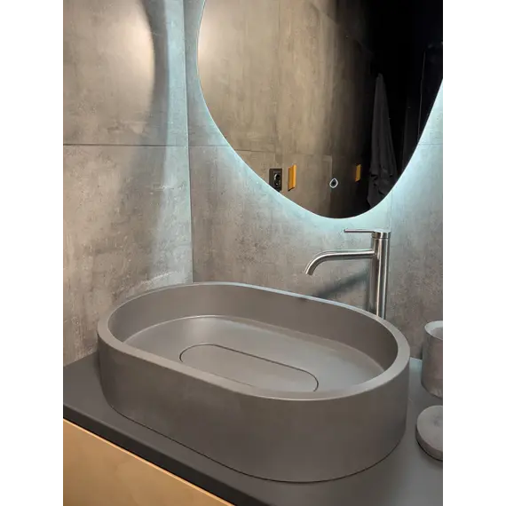 Раковина накладная бетонная Uperwood London 60х40х15 см, овальная, графит