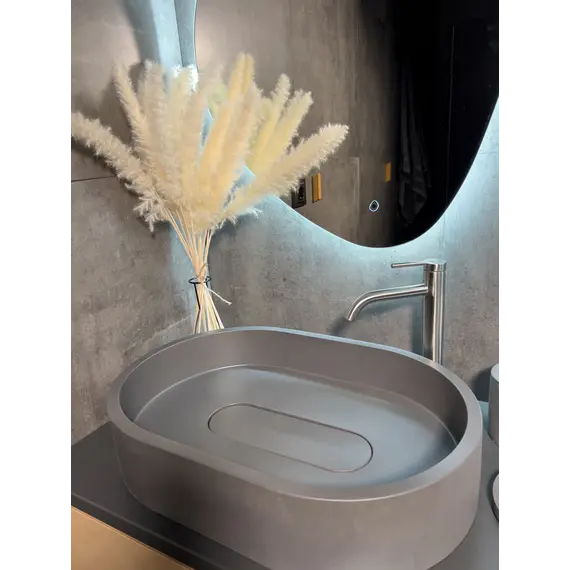 Раковина накладная бетонная Uperwood London 60х40х15 см, овальная, графит