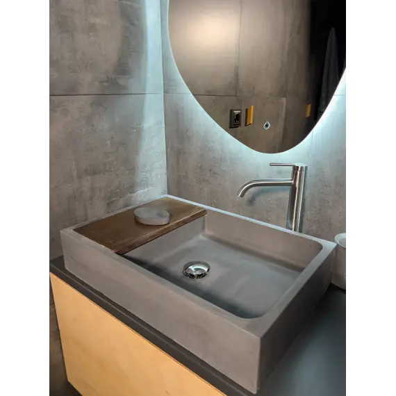 Раковина накладная бетонная Uperwood Piter 60х40х12 см,  графит