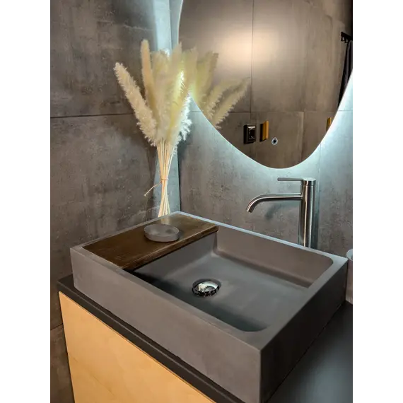 Раковина накладная бетонная Uperwood Piter 60х40х12 см,  графит