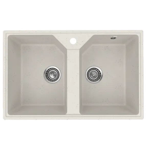 Кухонная мойка из искусственного камня Uperwood ECON UPD-402-001, прямоугольная, 2 чаши, белая матовая